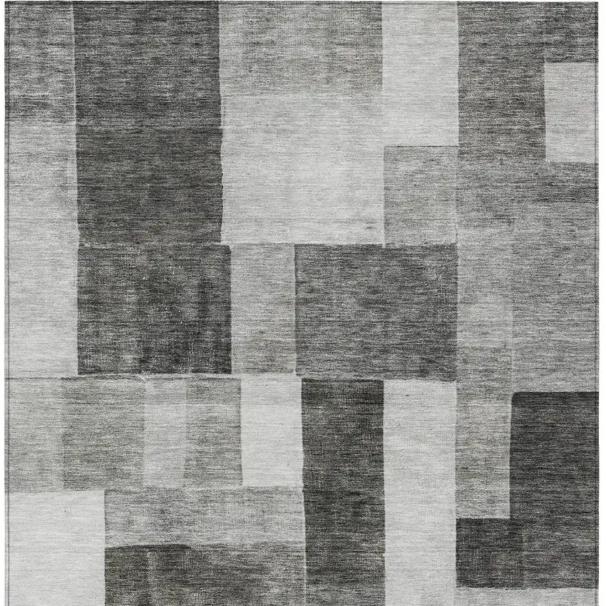Pewter And Black Geometric Washable Indoor Outdoor Area Rug Photo 7