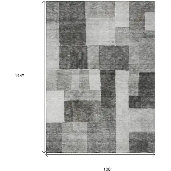 Pewter And Black Geometric Washable Indoor Outdoor Area Rug Photo 3