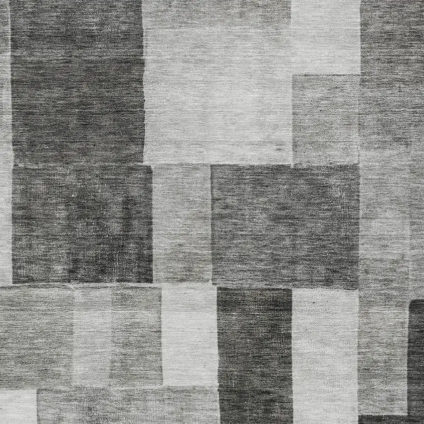 Pewter And Black Geometric Washable Indoor Outdoor Area Rug Photo 6