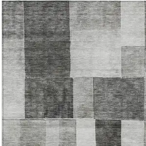 Photo of Pewter And Black Geometric Washable Indoor Outdoor Area Rug