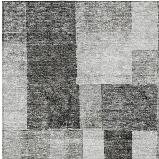 Pewter And Black Geometric Washable Indoor Outdoor Area Rug Photo 6