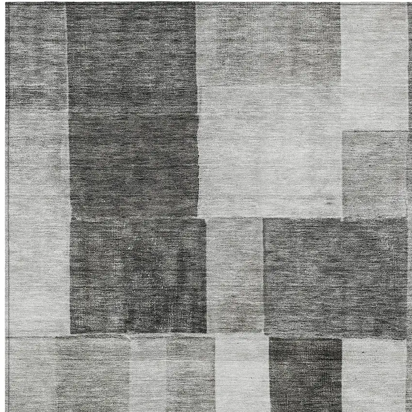 Pewter And Black Geometric Washable Indoor Outdoor Area Rug Photo 6