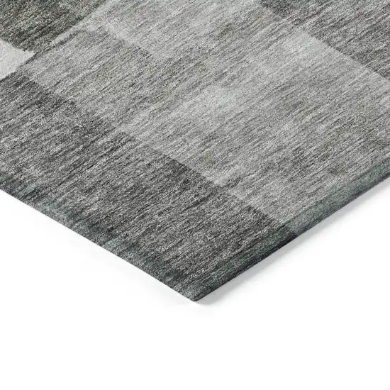Pewter And Black Geometric Washable Indoor Outdoor Area Rug Photo 4