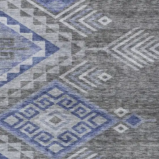 Pewter And Blue Southwestern Washable Indoor Outdoor Area Rug Photo 5