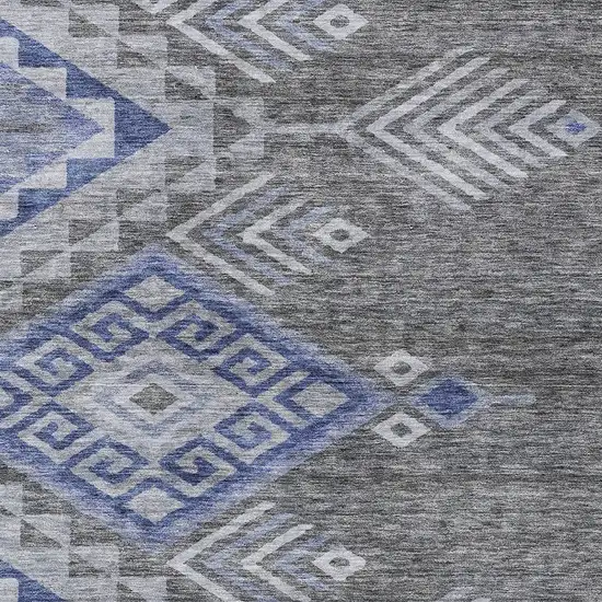 Pewter And Blue Southwestern Washable Indoor Outdoor Area Rug Photo 5