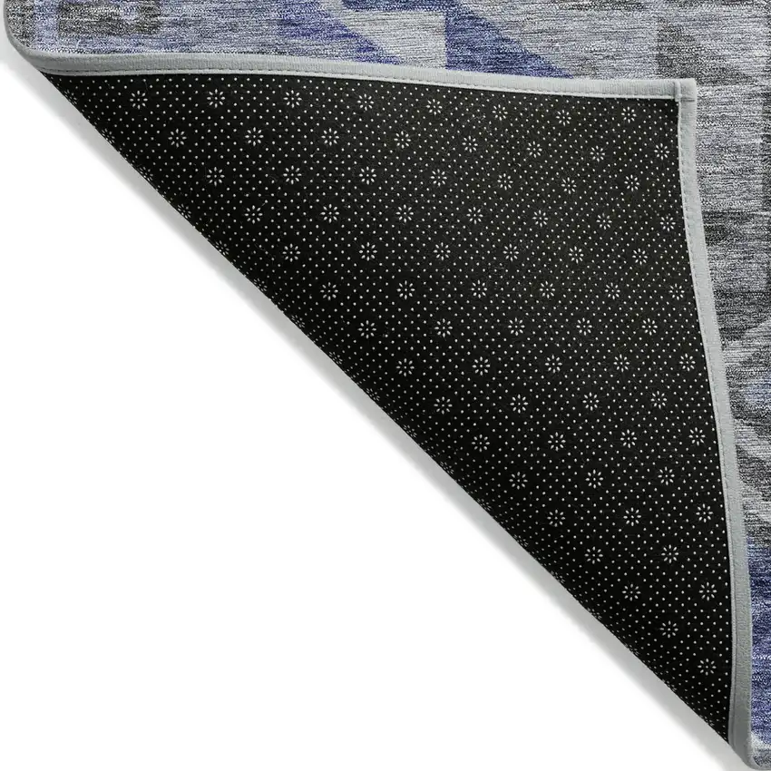Pewter And Blue Southwestern Washable Indoor Outdoor Area Rug Photo 2