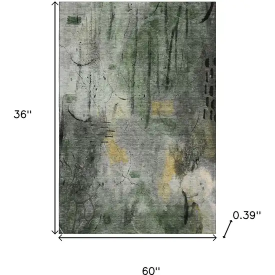 Pewter And Charcoal Abstract Washable Area Rug With UV Protection Photo 8