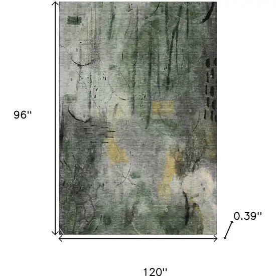 Pewter And Charcoal Abstract Washable Area Rug With UV Protection Photo 7