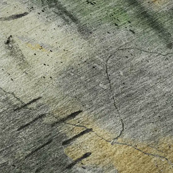 Pewter And Charcoal Abstract Washable Area Rug With UV Protection Photo 6