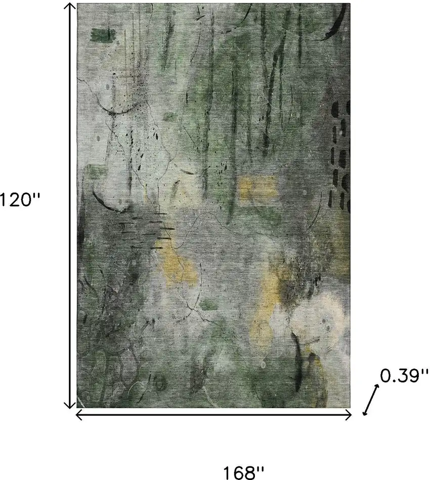 Pewter And Charcoal Abstract Washable Area Rug With UV Protection Photo 8