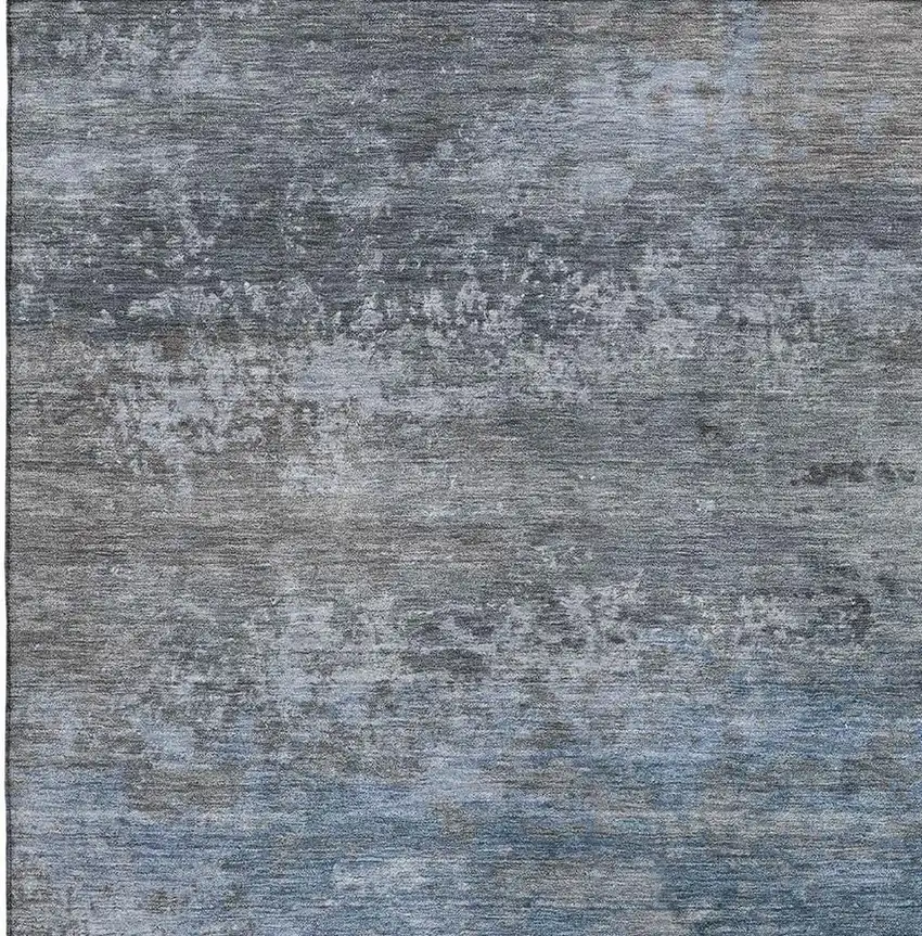 Pewter And Charcoal Abstract Washable Area Rug With UV Protection Photo 3