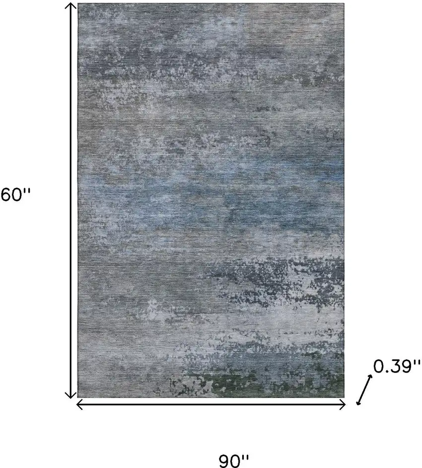 Pewter And Charcoal Abstract Washable Area Rug With UV Protection Photo 9