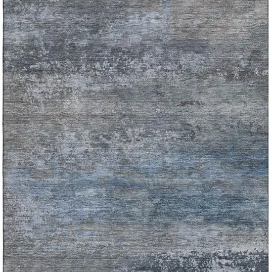 Pewter And Charcoal Abstract Washable Area Rug With UV Protection Photo 4