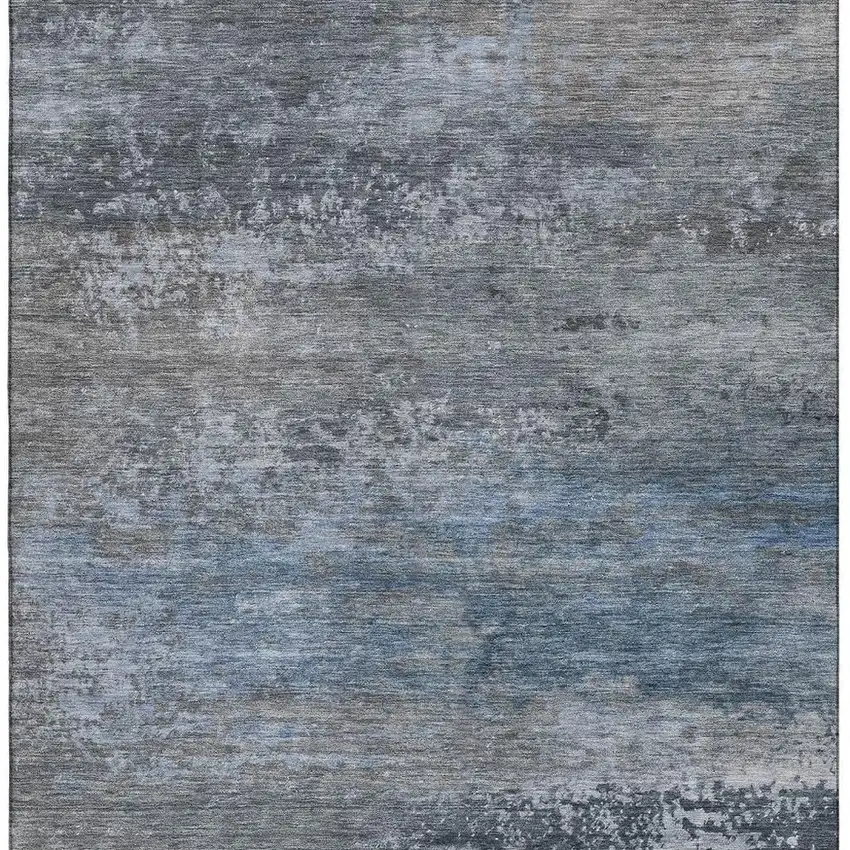 Pewter And Charcoal Abstract Washable Area Rug With UV Protection Photo 4