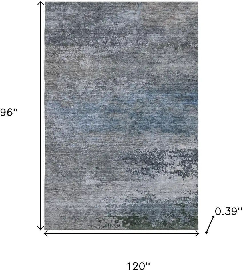 Pewter And Charcoal Abstract Washable Area Rug With UV Protection Photo 9