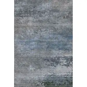 Photo of Pewter And Charcoal Abstract Washable Area Rug With UV Protection