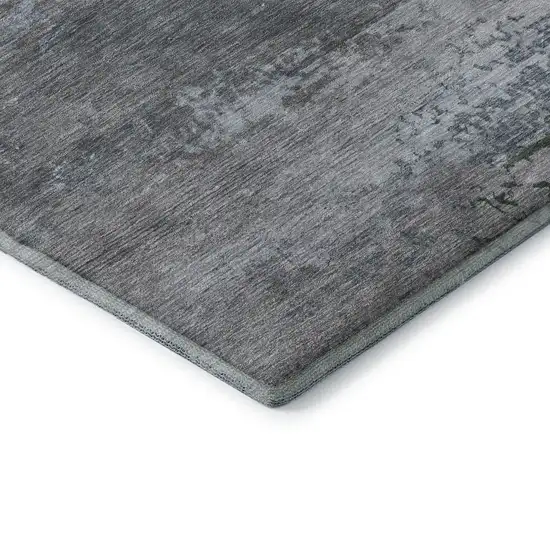 Pewter And Charcoal Abstract Washable Area Rug With UV Protection Photo 6