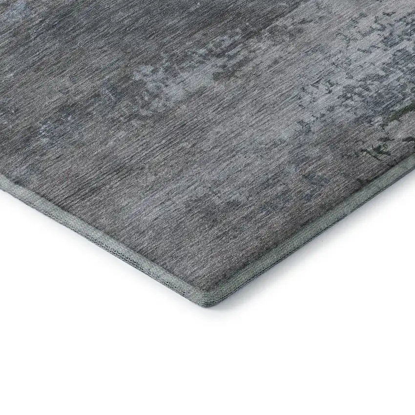 Pewter And Charcoal Abstract Washable Area Rug With UV Protection Photo 6