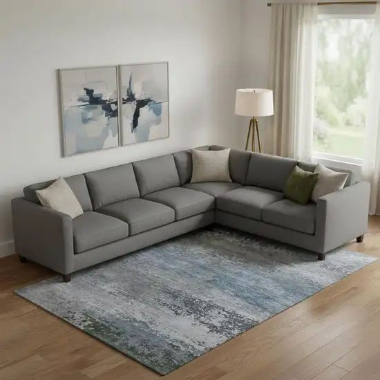 Pewter And Charcoal Abstract Washable Area Rug With UV Protection Photo 2