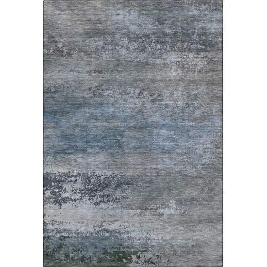 Pewter And Charcoal Abstract Washable Area Rug With UV Protection Photo 3