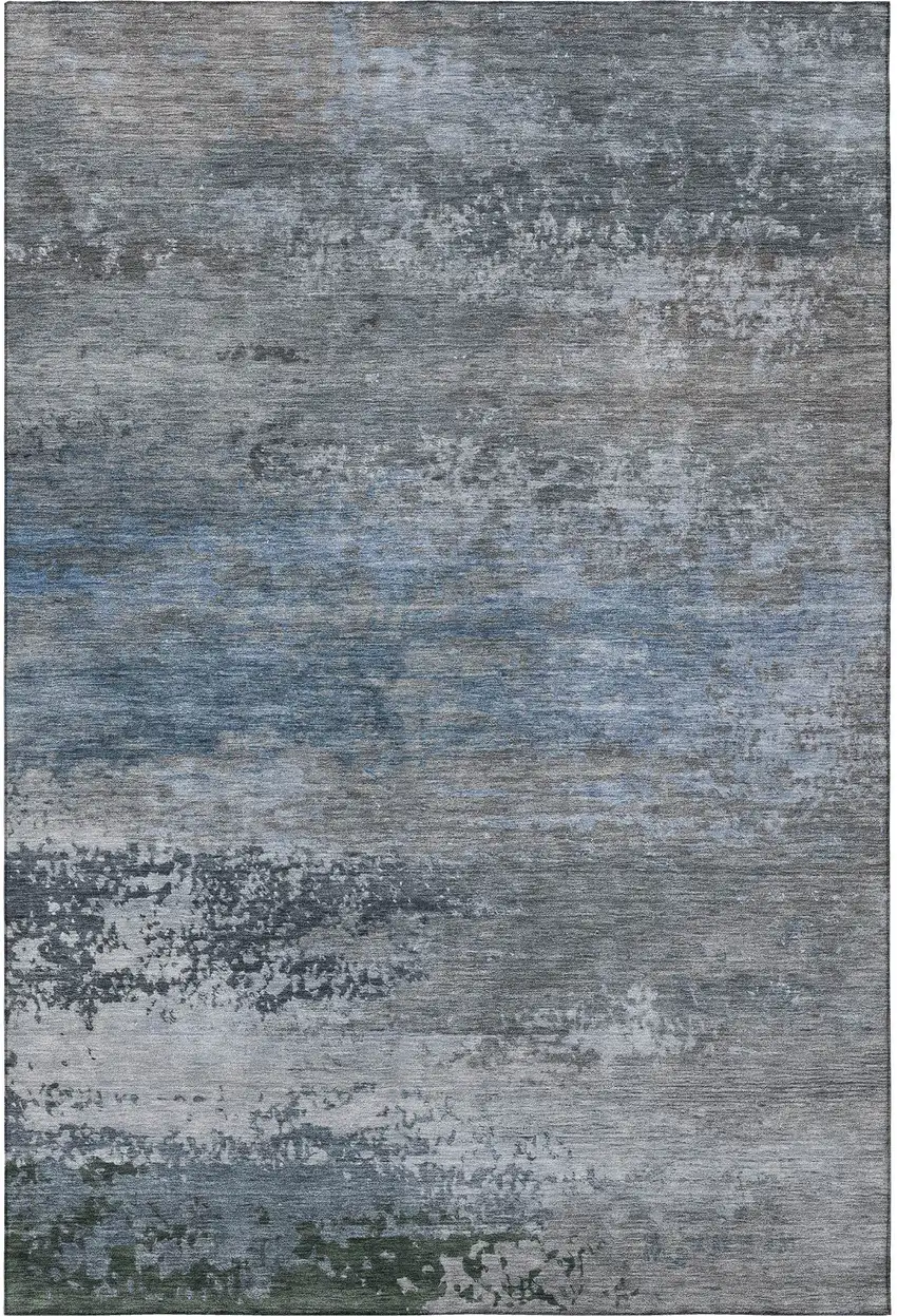 Pewter And Charcoal Abstract Washable Area Rug With UV Protection Photo 4