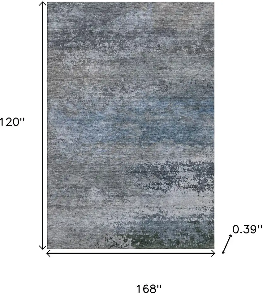 Pewter And Charcoal Abstract Washable Area Rug With UV Protection Photo 9