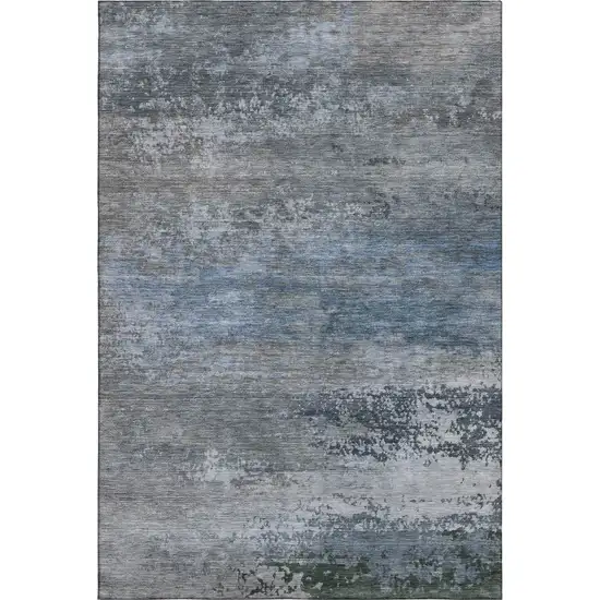 Pewter And Charcoal Abstract Washable Area Rug With UV Protection Photo 1