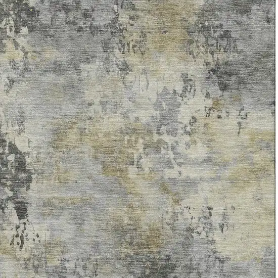 Pewter And Charcoal Abstract Washable Area Rug With UV Protection Photo 3