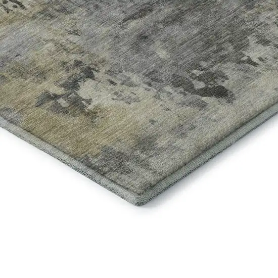 Pewter And Charcoal Abstract Washable Area Rug With UV Protection Photo 6