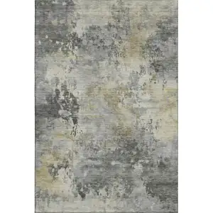Photo of Pewter And Charcoal Abstract Washable Area Rug With UV Protection