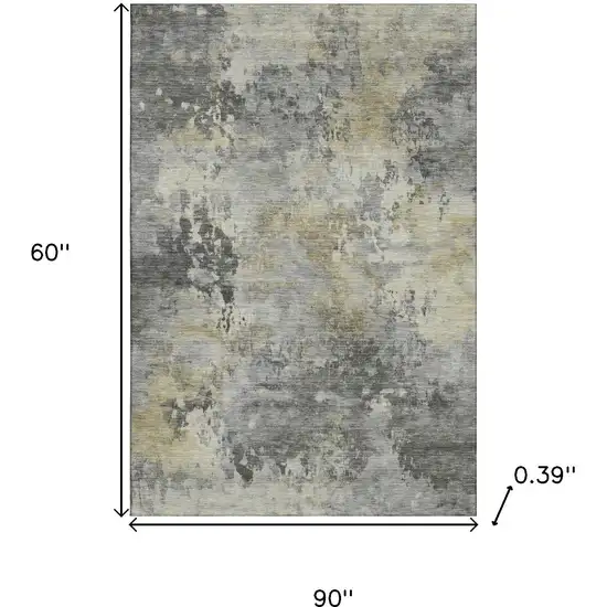 Pewter And Charcoal Abstract Washable Area Rug With UV Protection Photo 8