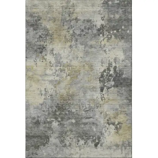 Pewter And Charcoal Abstract Washable Area Rug With UV Protection Photo 3