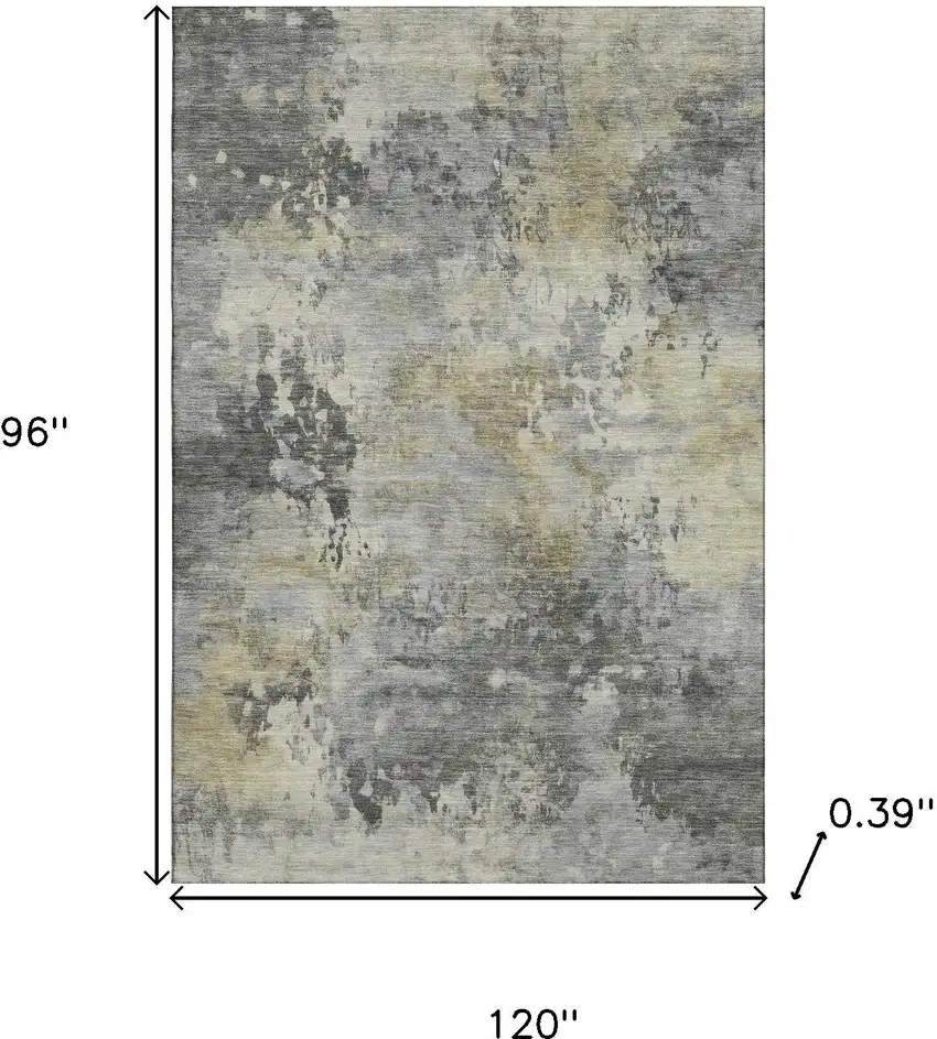 Pewter And Charcoal Abstract Washable Area Rug With UV Protection Photo 9