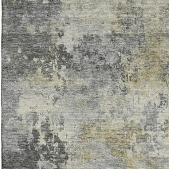Pewter And Charcoal Abstract Washable Area Rug With UV Protection Photo 3