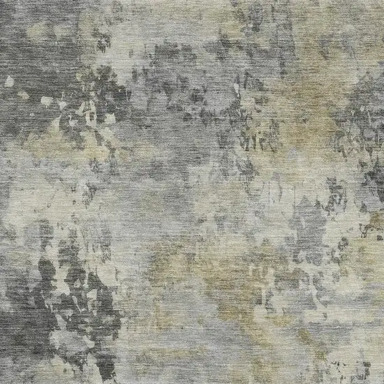 Pewter And Charcoal Abstract Washable Area Rug With UV Protection Photo 3