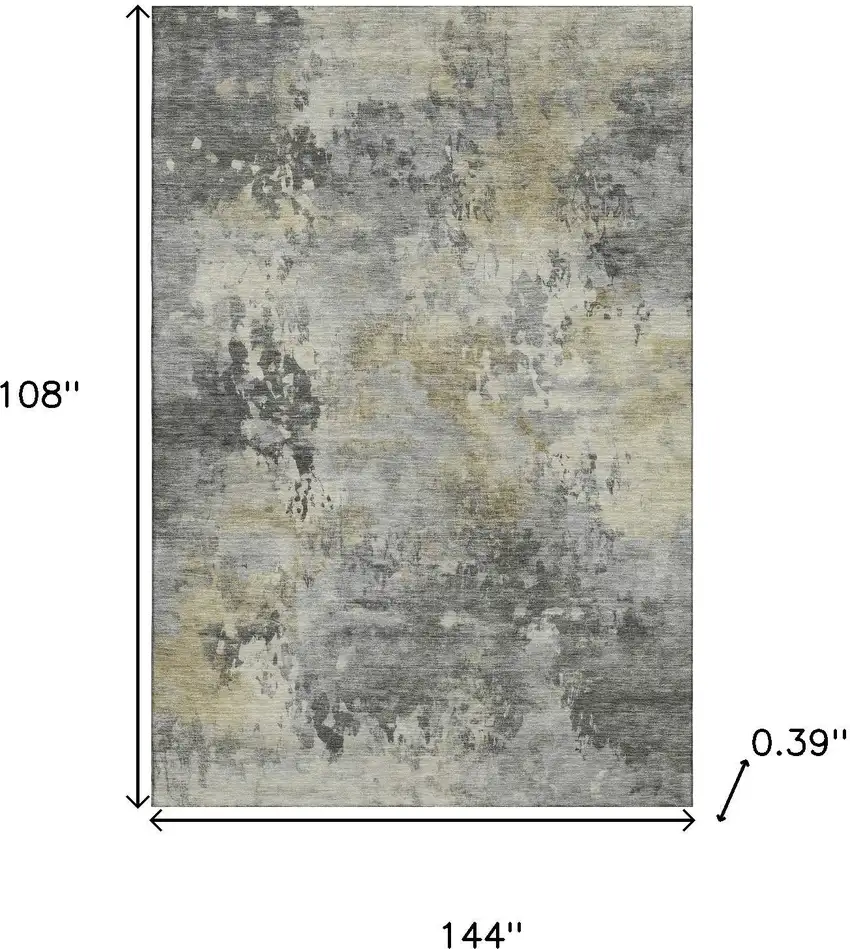 Pewter And Charcoal Abstract Washable Area Rug With UV Protection Photo 9
