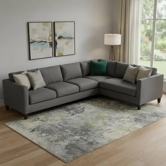 Pewter And Charcoal Abstract Washable Area Rug With UV Protection Photo 2