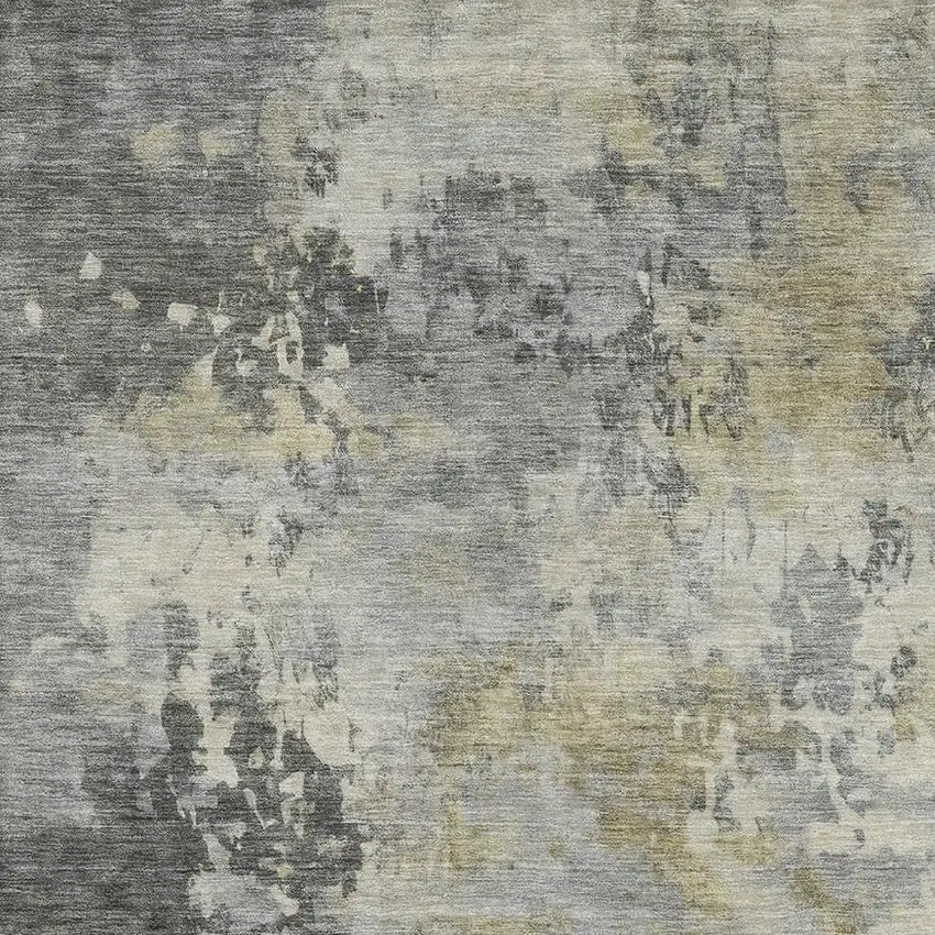 Pewter And Charcoal Abstract Washable Area Rug With UV Protection Photo 3