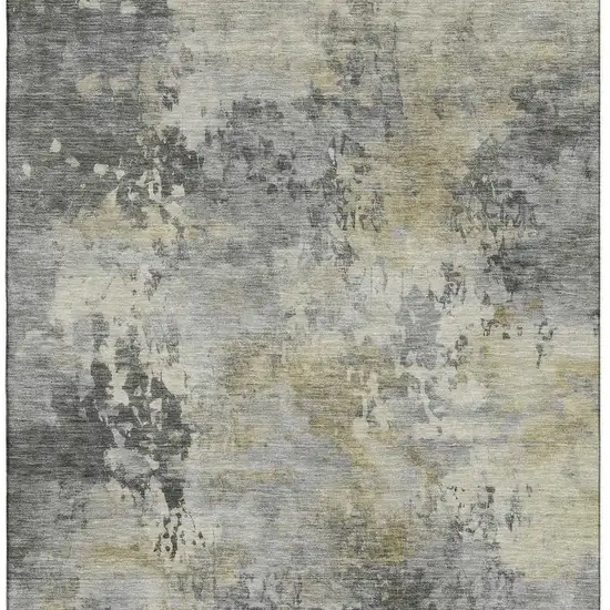 Pewter And Charcoal Abstract Washable Area Rug With UV Protection Photo 4