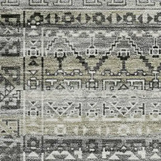 Pewter And Charcoal Striped Washable Area Rug With UV Protection Photo 3