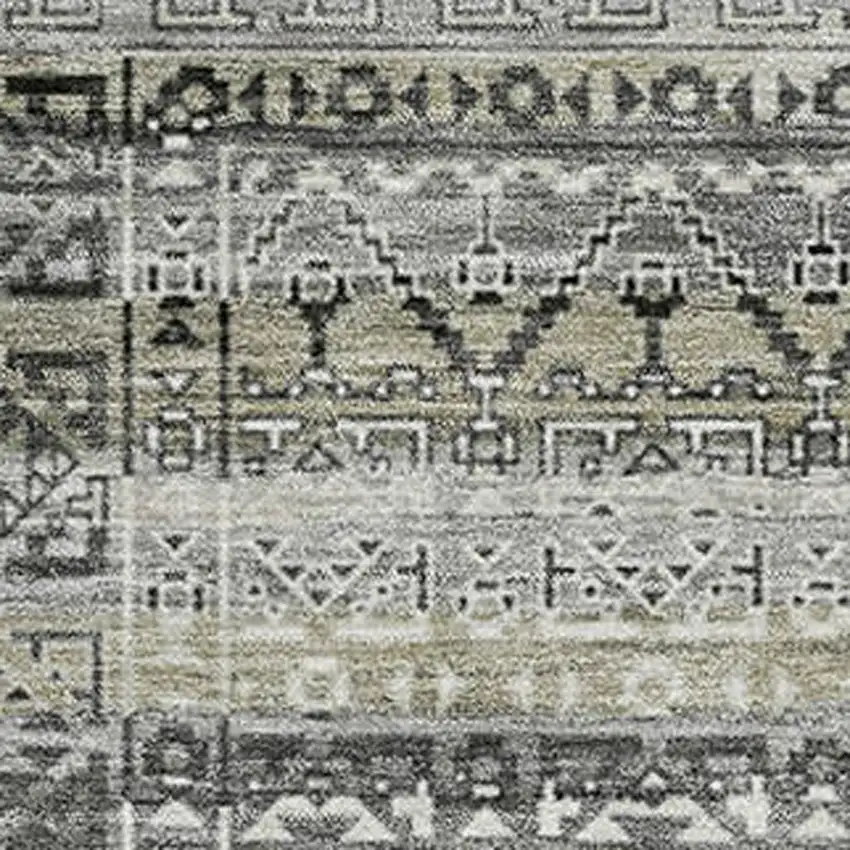 Pewter And Charcoal Striped Washable Area Rug With UV Protection Photo 3