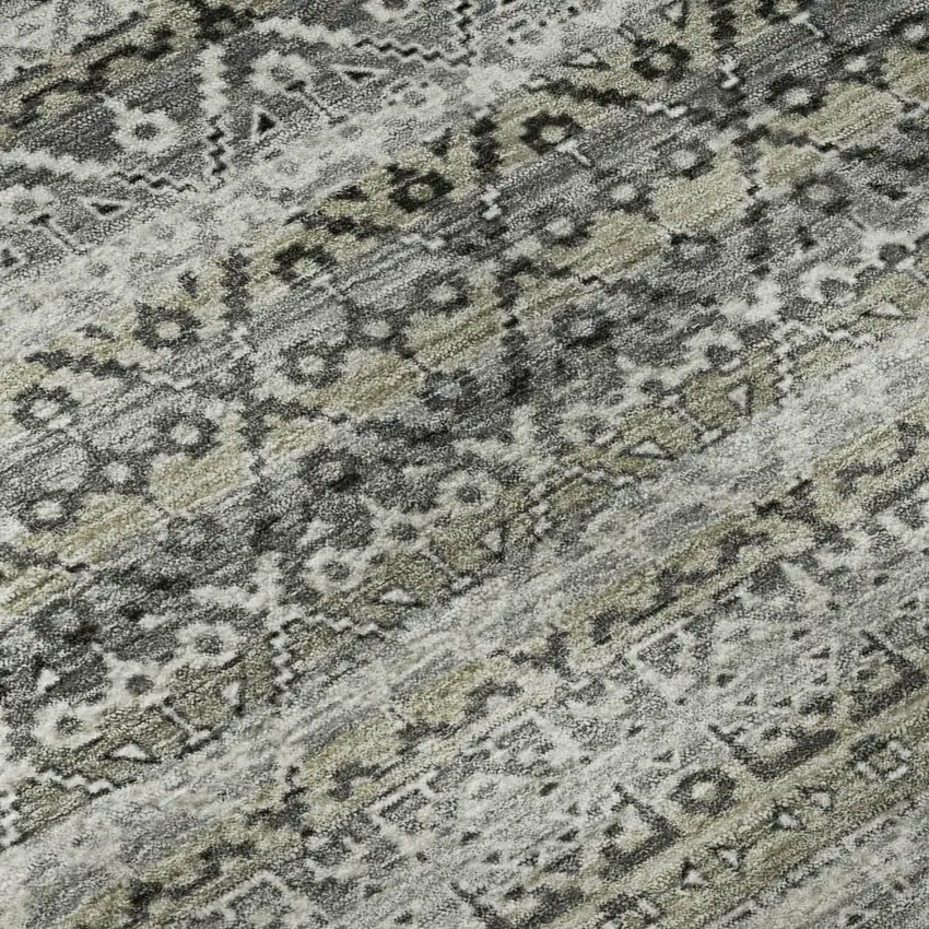 Pewter And Charcoal Striped Washable Area Rug With UV Protection Photo 8