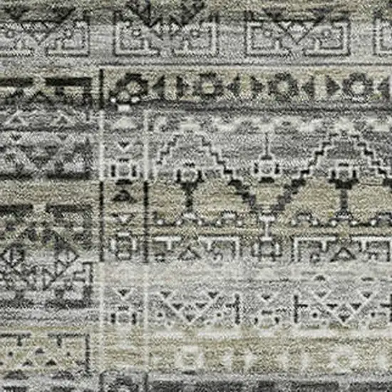 Pewter And Charcoal Striped Washable Area Rug With UV Protection Photo 3