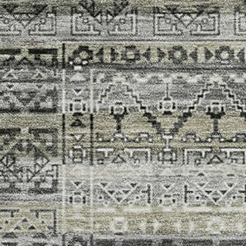 Pewter And Charcoal Striped Washable Area Rug With UV Protection Photo 3