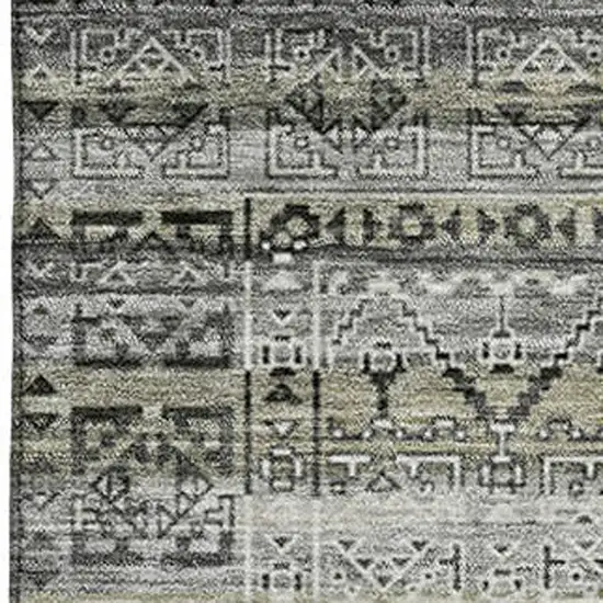 Pewter And Charcoal Striped Washable Area Rug With UV Protection Photo 3