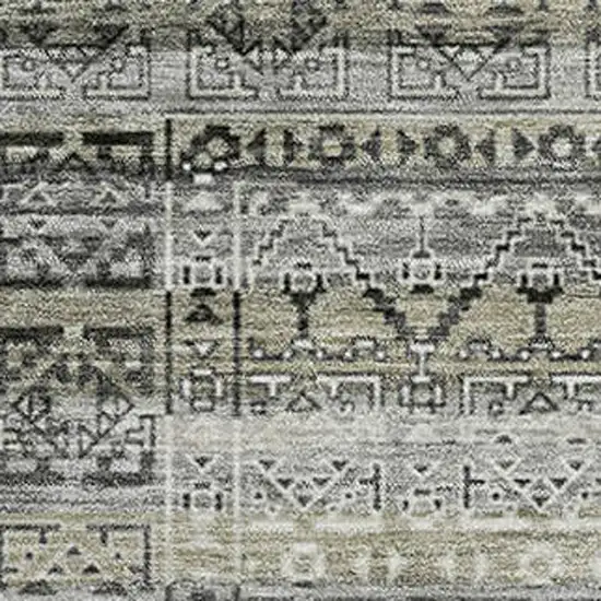 Pewter And Charcoal Striped Washable Area Rug With UV Protection Photo 3