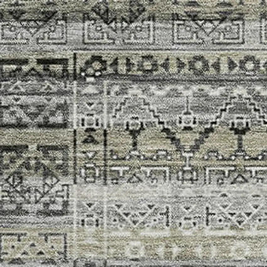 Pewter And Charcoal Striped Washable Area Rug With UV Protection Photo 3