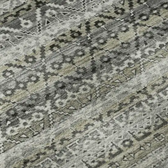 Pewter And Charcoal Striped Washable Area Rug With UV Protection Photo 8