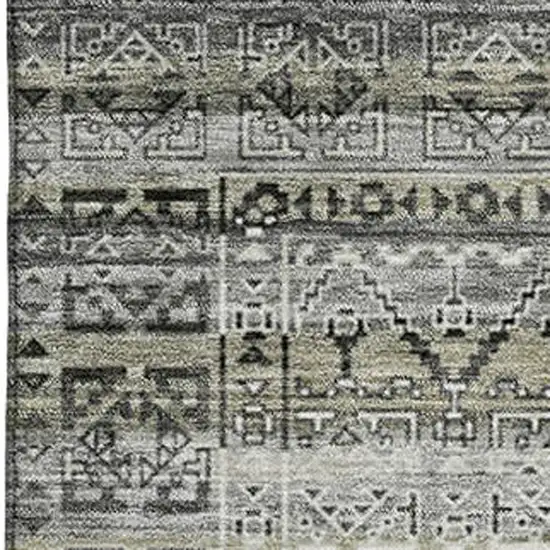 Pewter And Charcoal Striped Washable Area Rug With UV Protection Photo 3