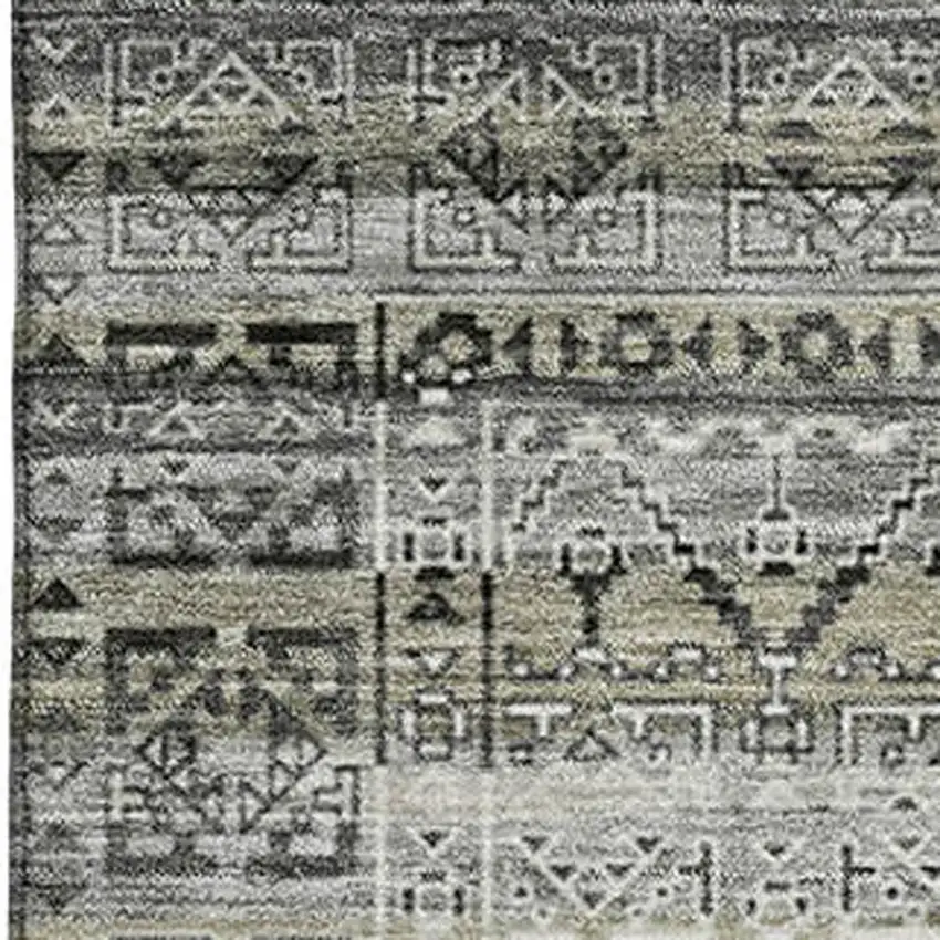 Pewter And Charcoal Striped Washable Area Rug With UV Protection Photo 3